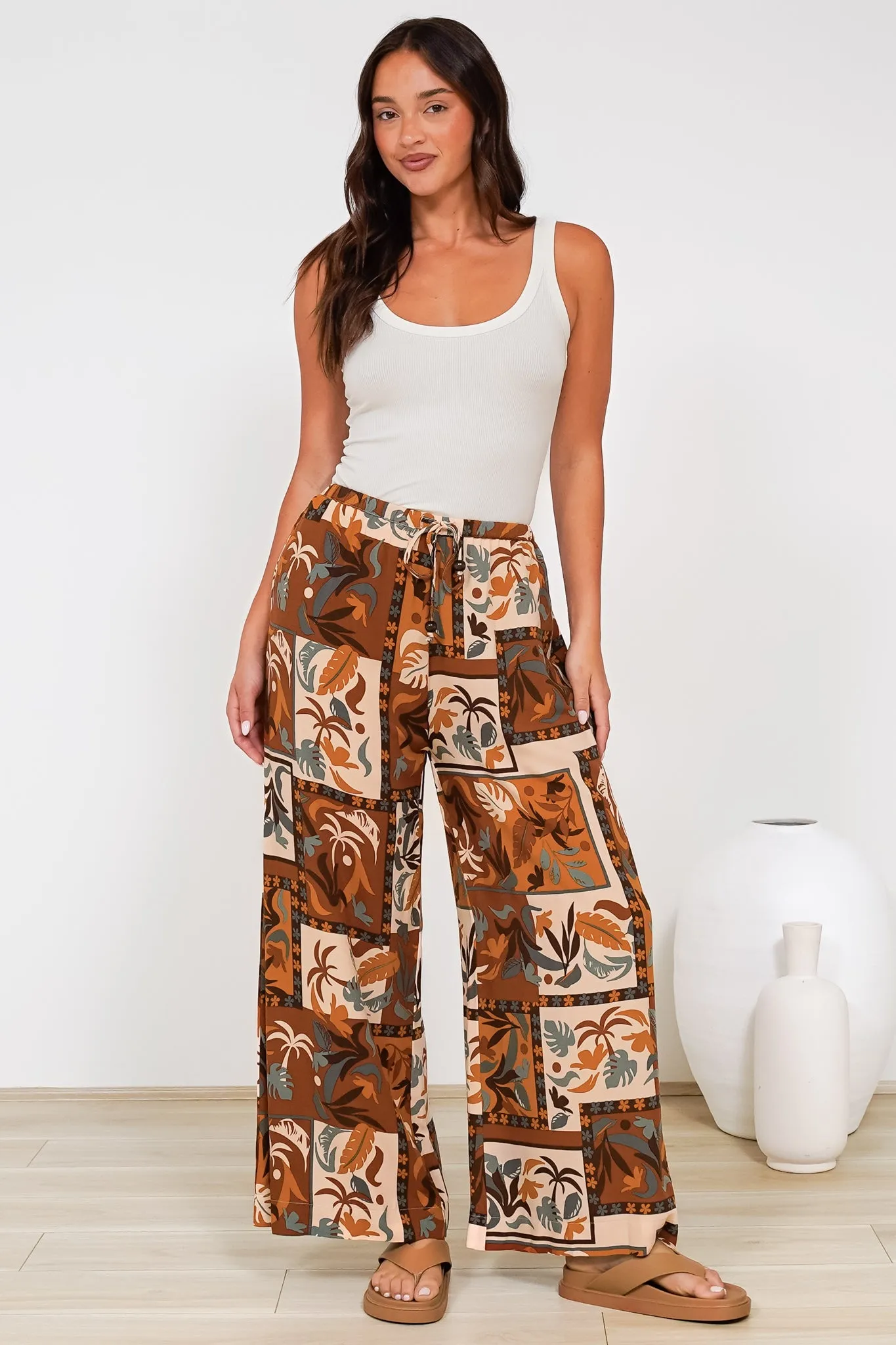 Tarin Pants - High Waisted Wide Leg Pants in Jaya Muse Print sold by Salty Crush product image thumbnail 2