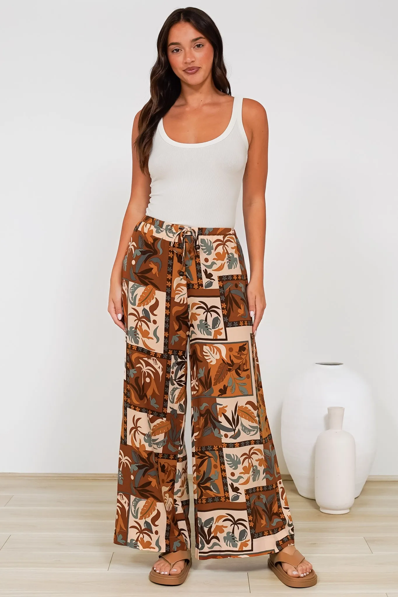 Tarin Pants - High Waisted Wide Leg Pants in Jaya Muse Print sold by Salty Crush product image thumbnail 4