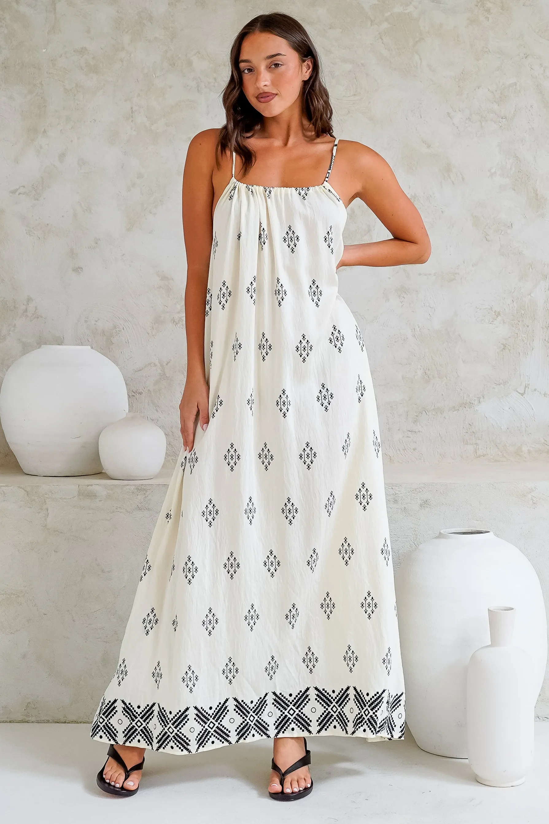 Milani Maxi Dress - Adjustable Halter Neck Sun Dress in Fresca Print White sold by Salty Crush product image thumbnail 5