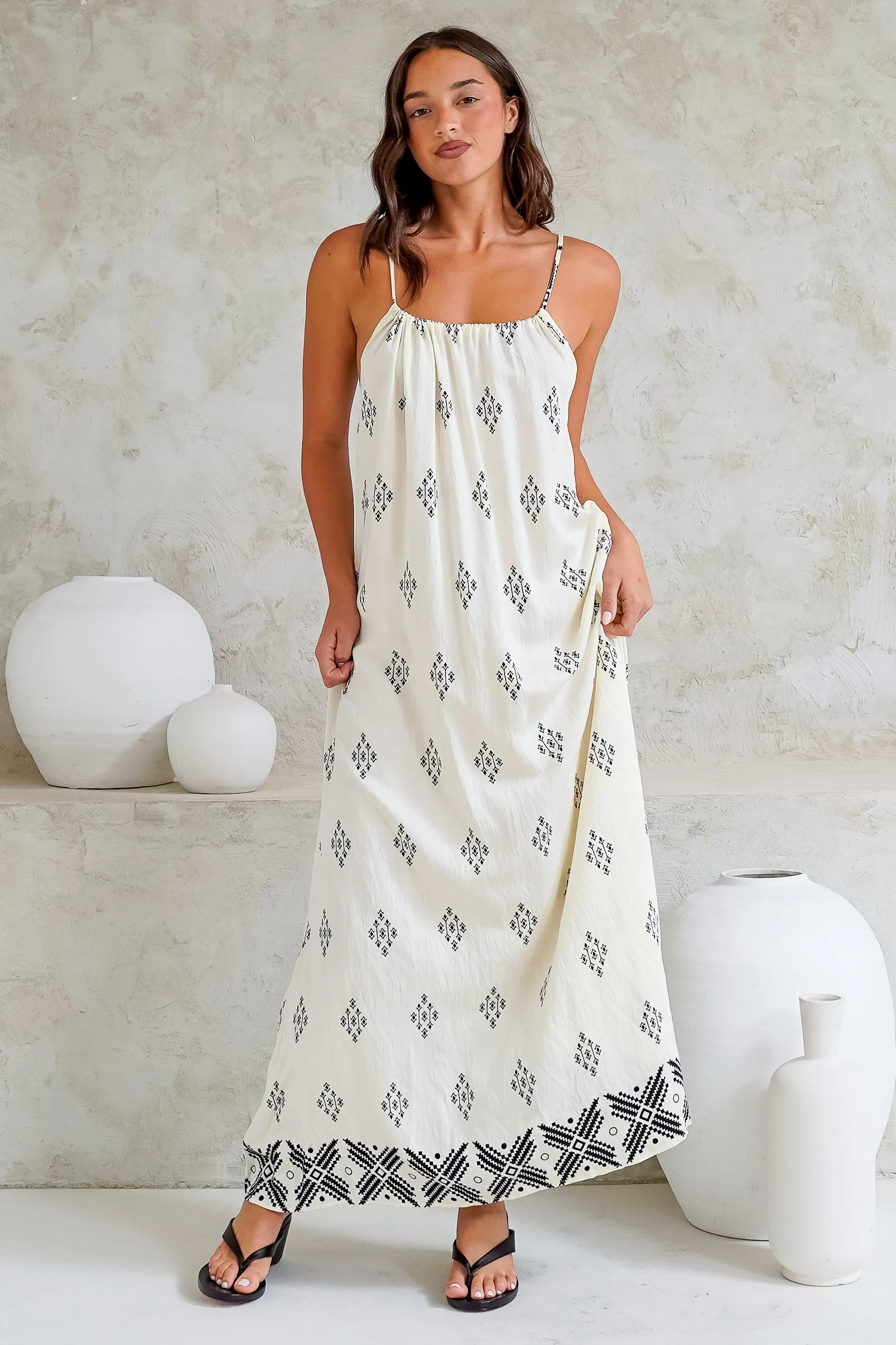 Milani Maxi Dress - Adjustable Halter Neck Sun Dress in Fresca Print White sold by Salty Crush product image thumbnail 4