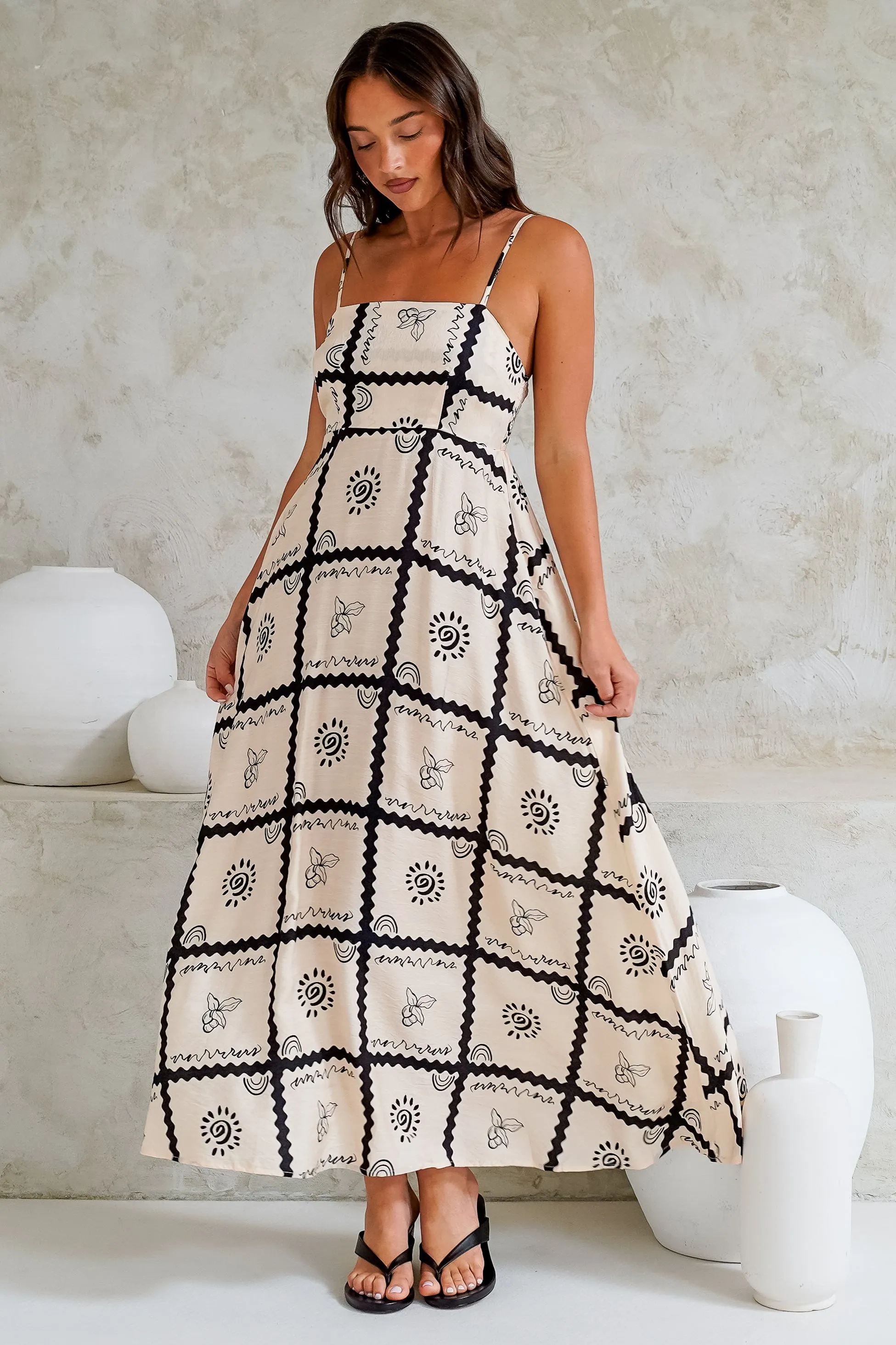 Radley Maxi Dress - Empire Line Sun Dress with Adjustable Straps in Kaspia Print sold by Salty Crush product image thumbnail 3