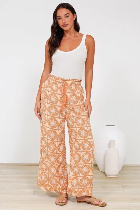 Zara Pants - Paper Bag High Waisted Wide Leg Pants in Solare Print sold by Salty Crush