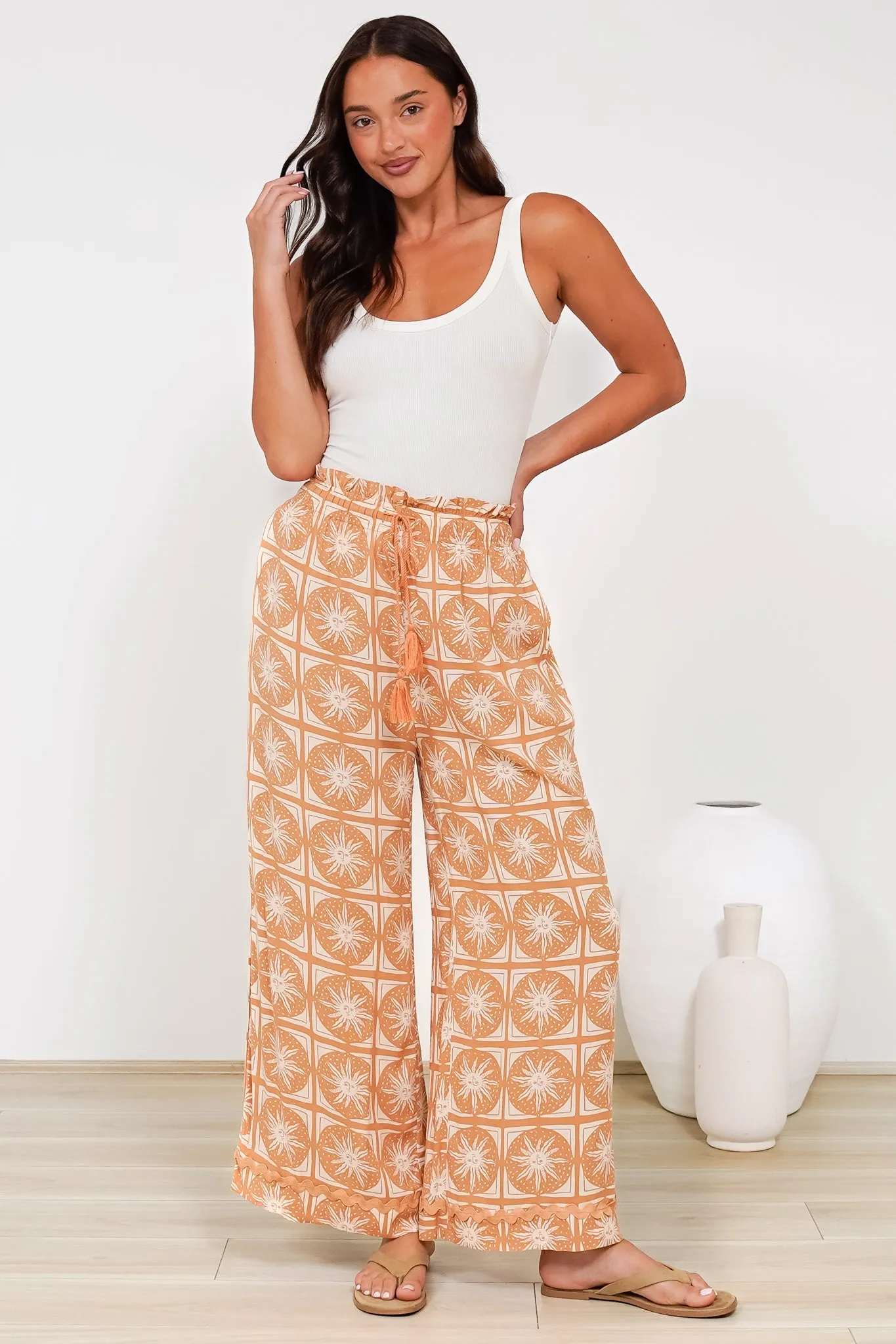 Zara Pants - Paper Bag High Waisted Wide Leg Pants in Solare Print sold by Salty Crush product image thumbnail 3