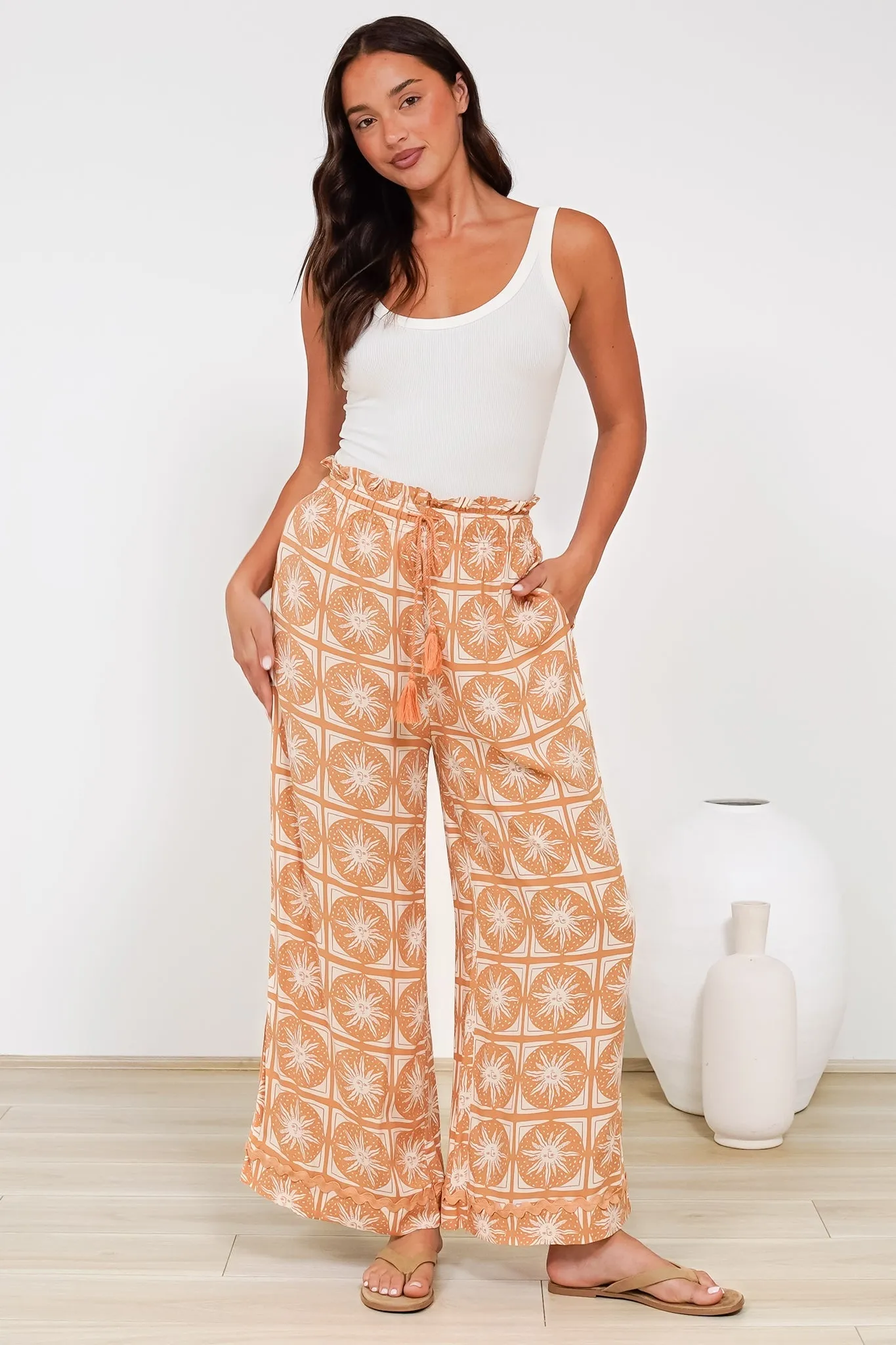 Zara Pants - Paper Bag High Waisted Wide Leg Pants in Solare Print sold by Salty Crush product image thumbnail 5