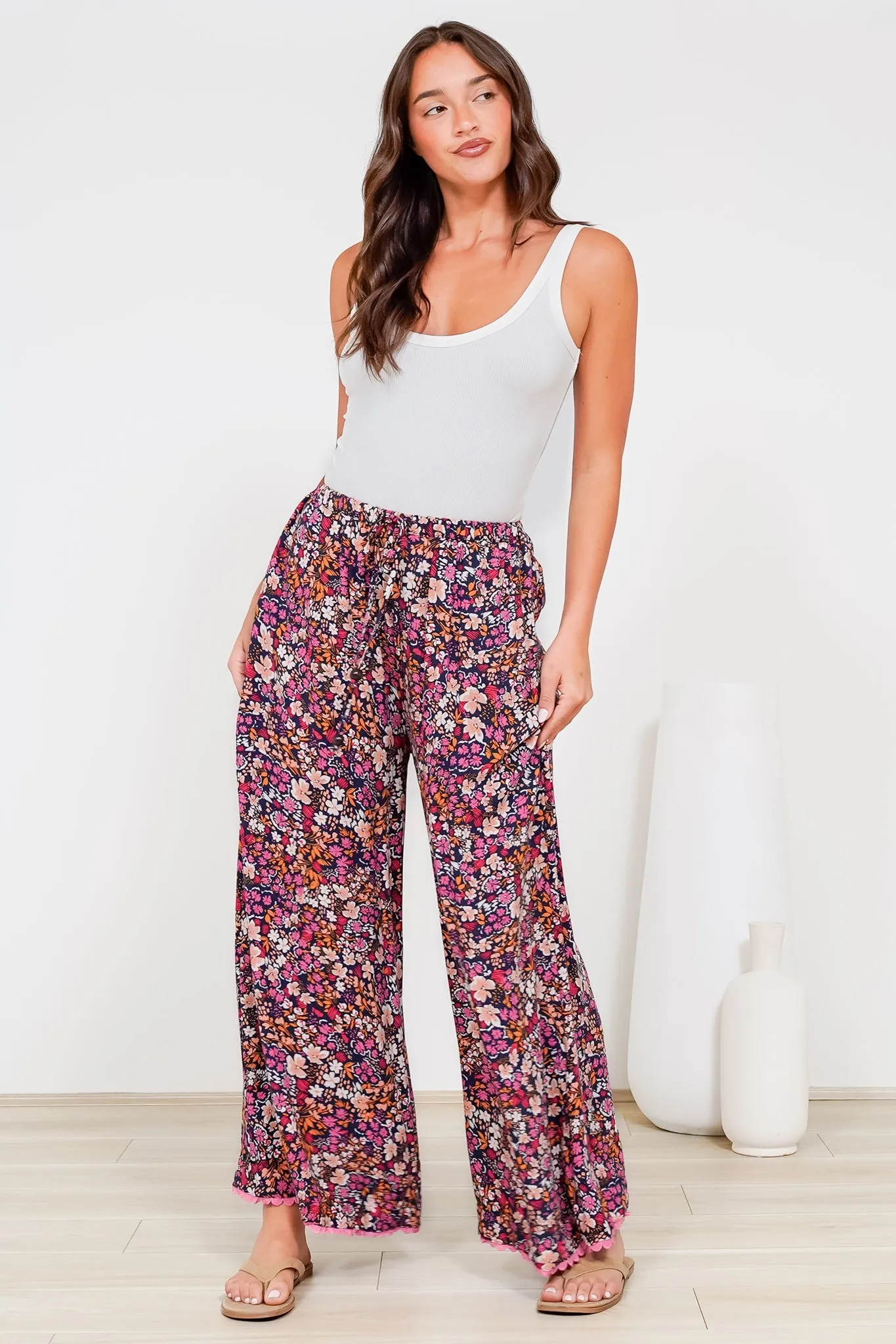 Zeolla Pants - High Waisted Wide Leg Pants in Zara Fields Print sold by Salty Crush product image thumbnail 2