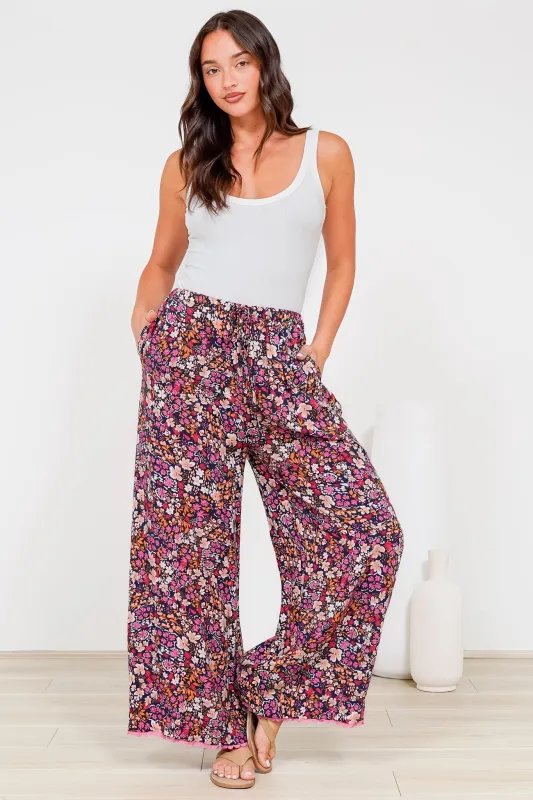 Zeolla Pants - High Waisted Wide Leg Pants in Zara Fields Print sold by Salty Crush