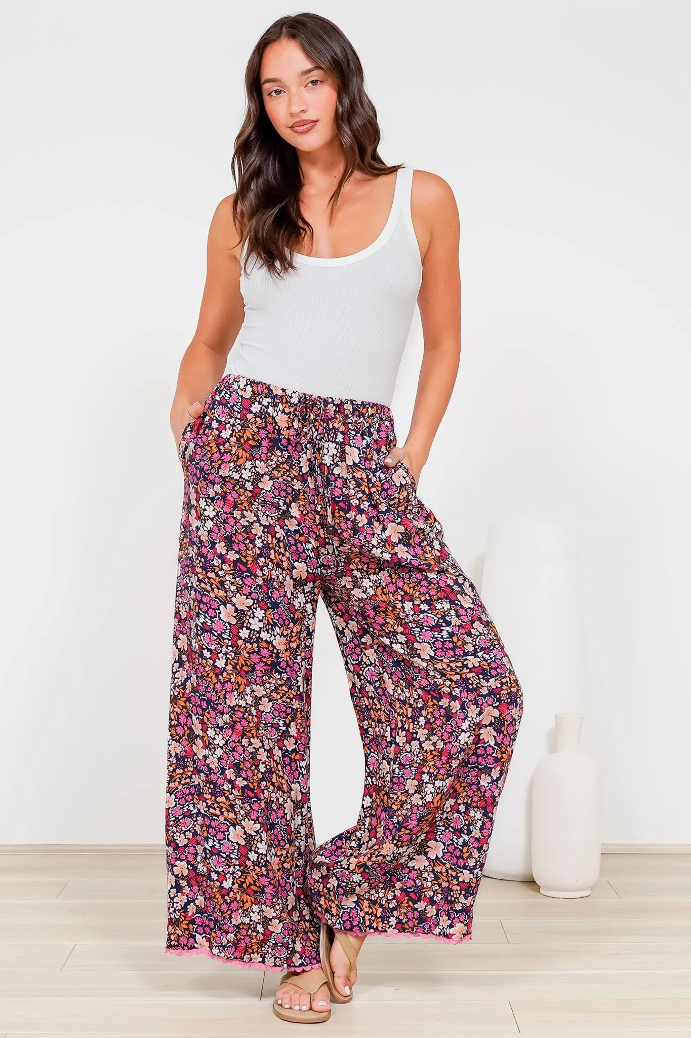 Zeolla Pants - High Waisted Wide Leg Pants in Zara Fields Print sold by Salty Crush