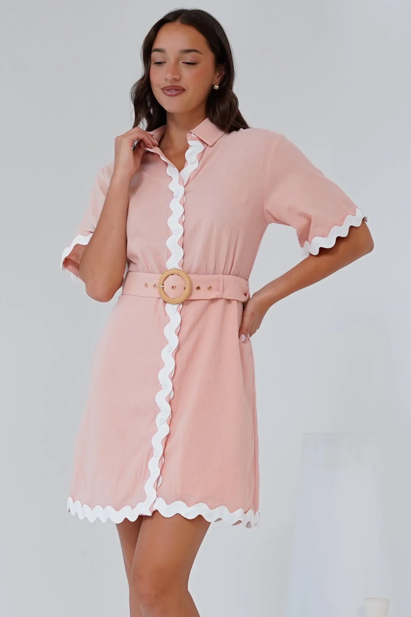 Gotte Mini Dress Shirt Mini Dress in Dusty Pink sold by Salty Crush product image thumbnail 4