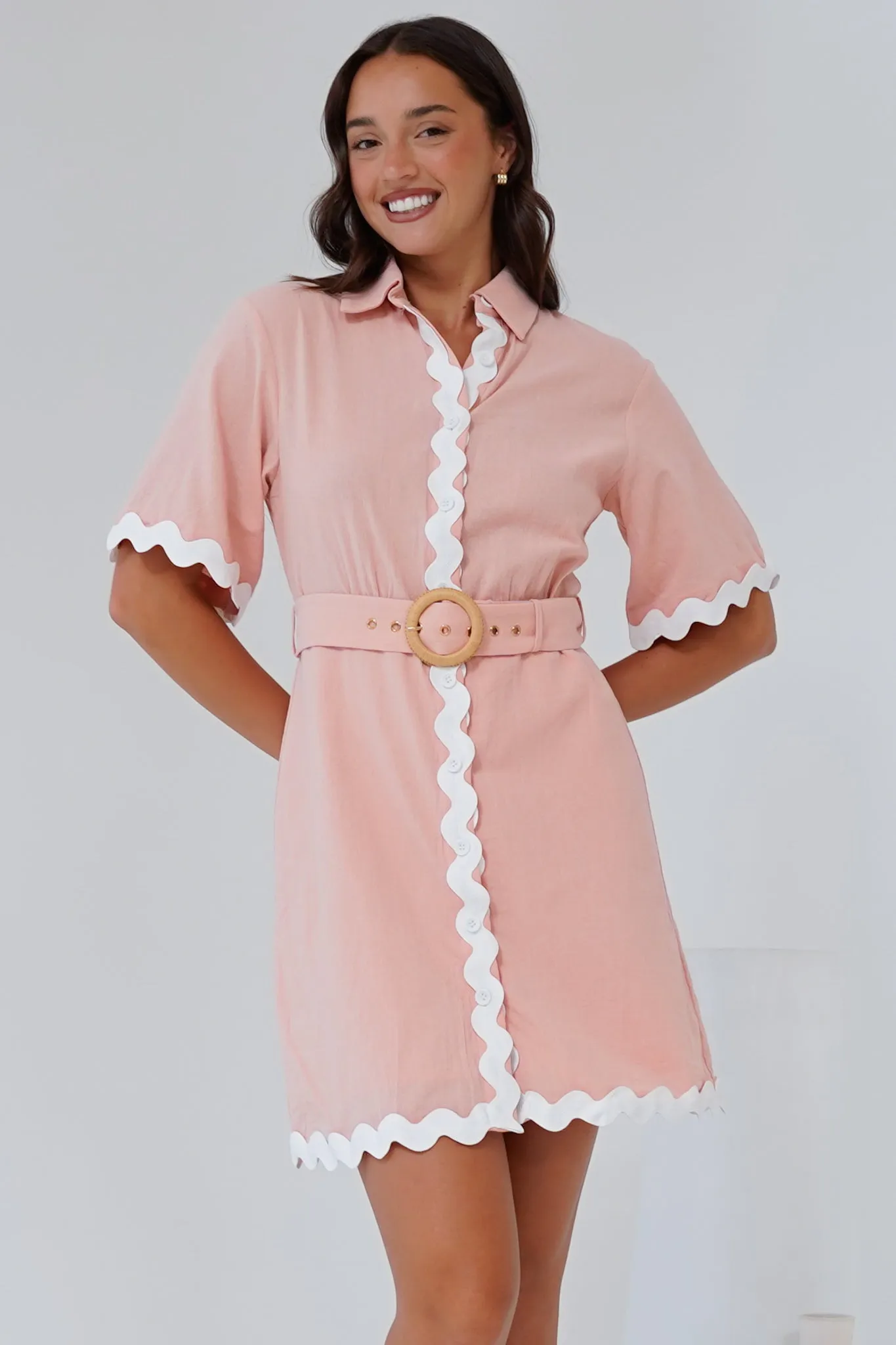 Gotte Mini Dress Shirt Mini Dress in Dusty Pink sold by Salty Crush product image thumbnail 2