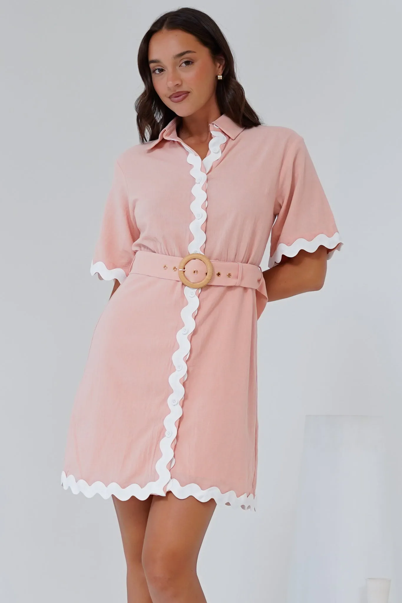 Gotte Mini Dress Shirt Mini Dress in Dusty Pink sold by Salty Crush product image thumbnail 3