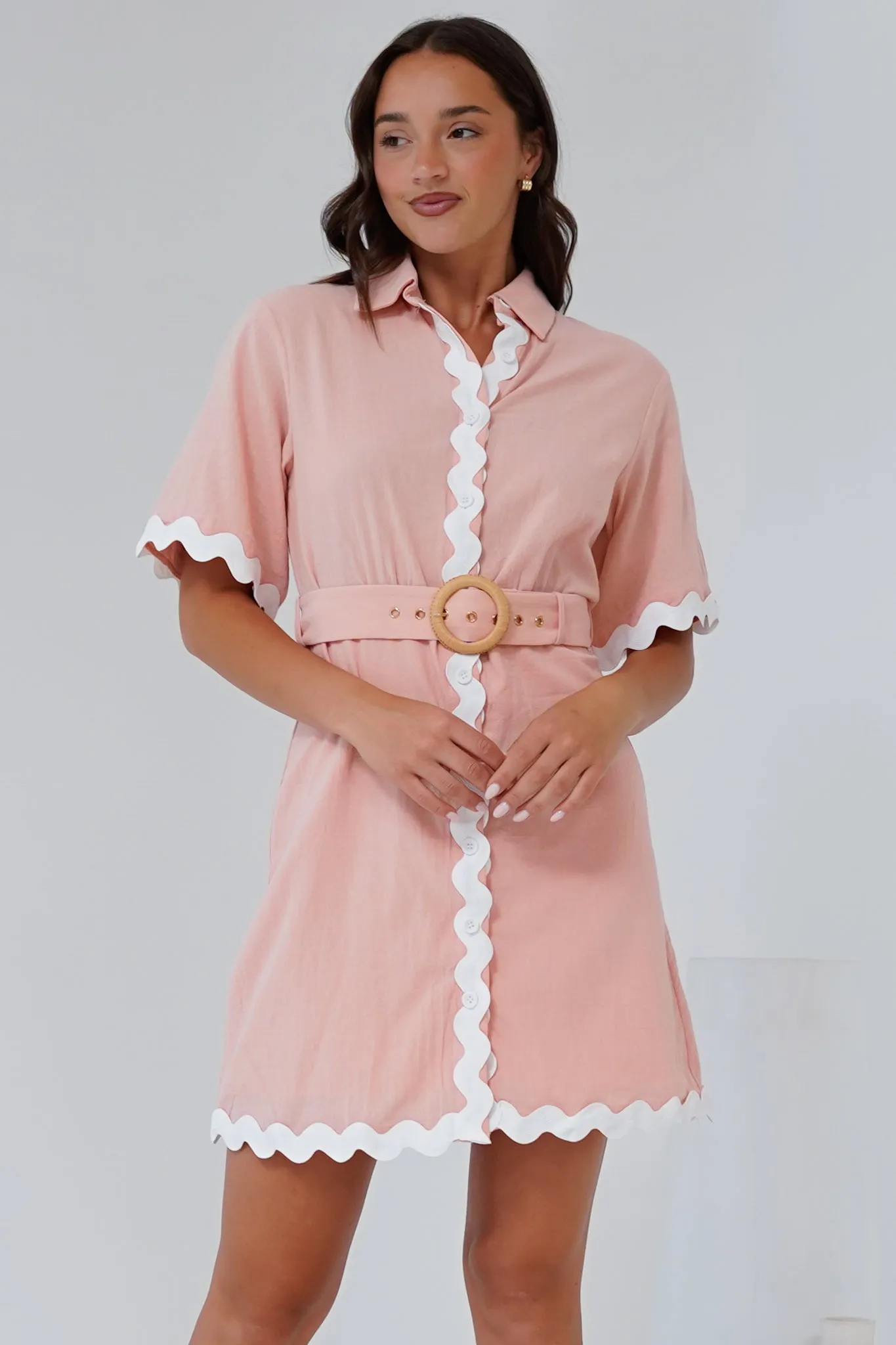 Gotte Mini Dress Shirt Mini Dress in Dusty Pink sold by Salty Crush product image thumbnail 5
