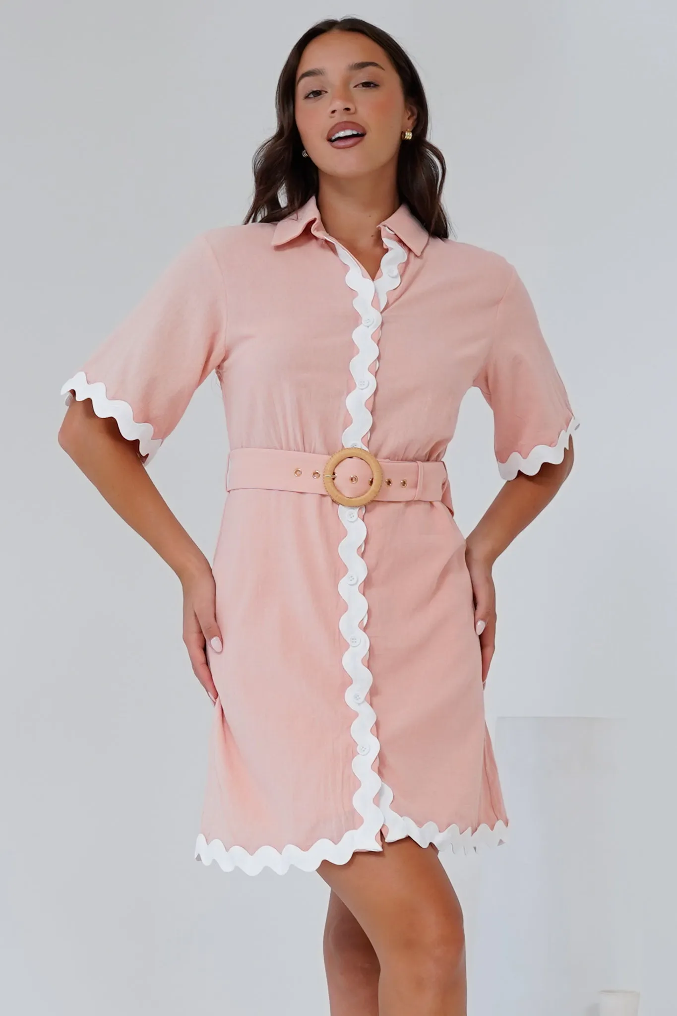 Gotte Mini Dress Shirt Mini Dress in Dusty Pink sold by Salty Crush