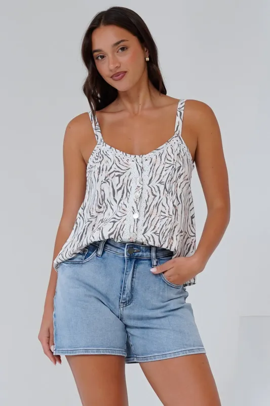 Elissa Cami  - Thin Strap Button Front Cami in Georgie Print sold by Salty Crush