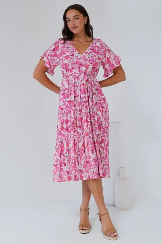 Tacoma Midi Dress - V Neck Midi Dress in Suni Print sold by Salty Crush