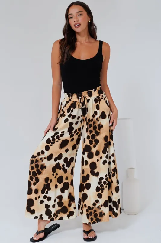 Mezza Pants - Paper Bag High Waisted Wide Leg Pants in Wild Ones Print sold by Salty Crush