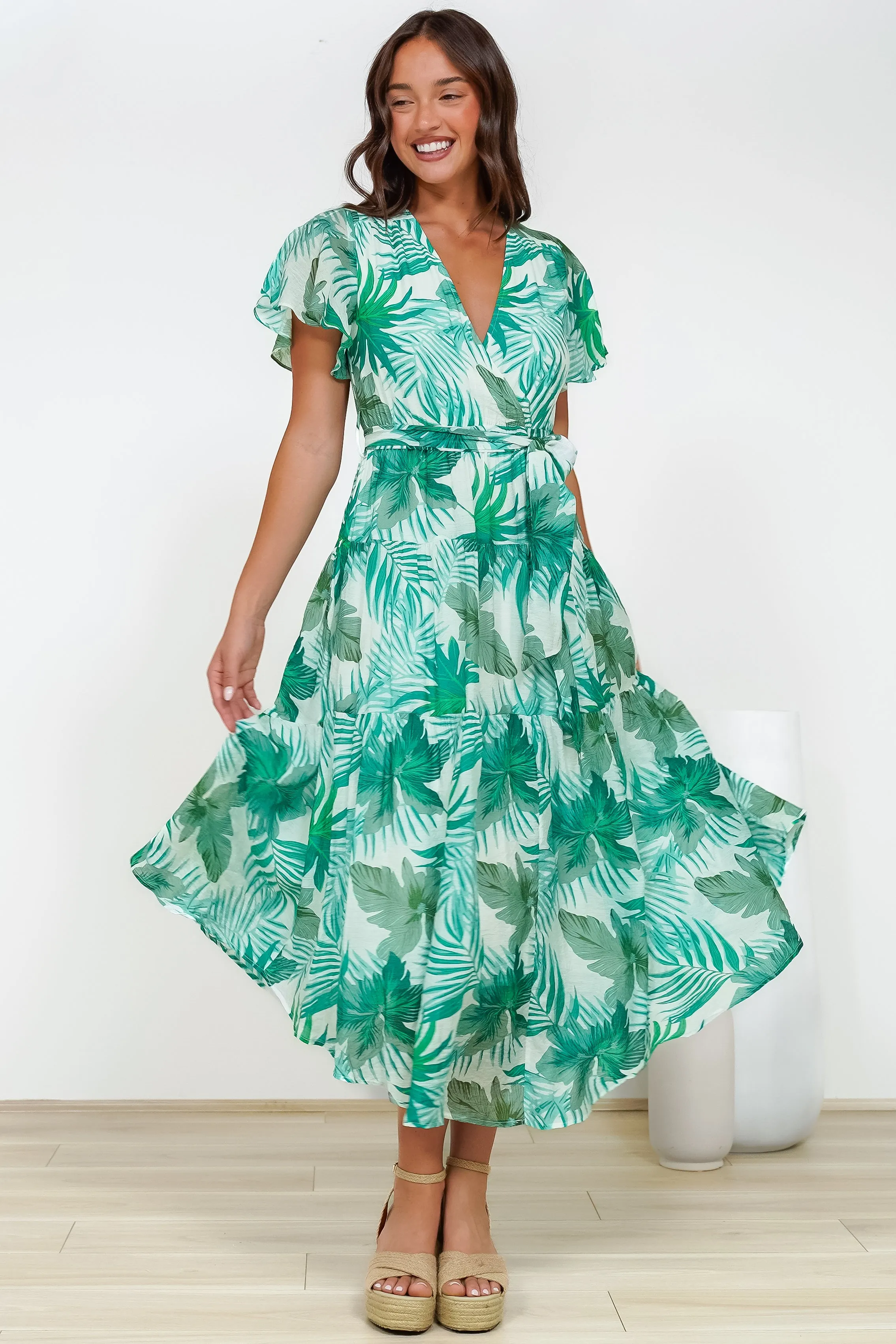 Delton Midi Dress in Rianne Print Green sold by Salty Crush product image thumbnail 2
