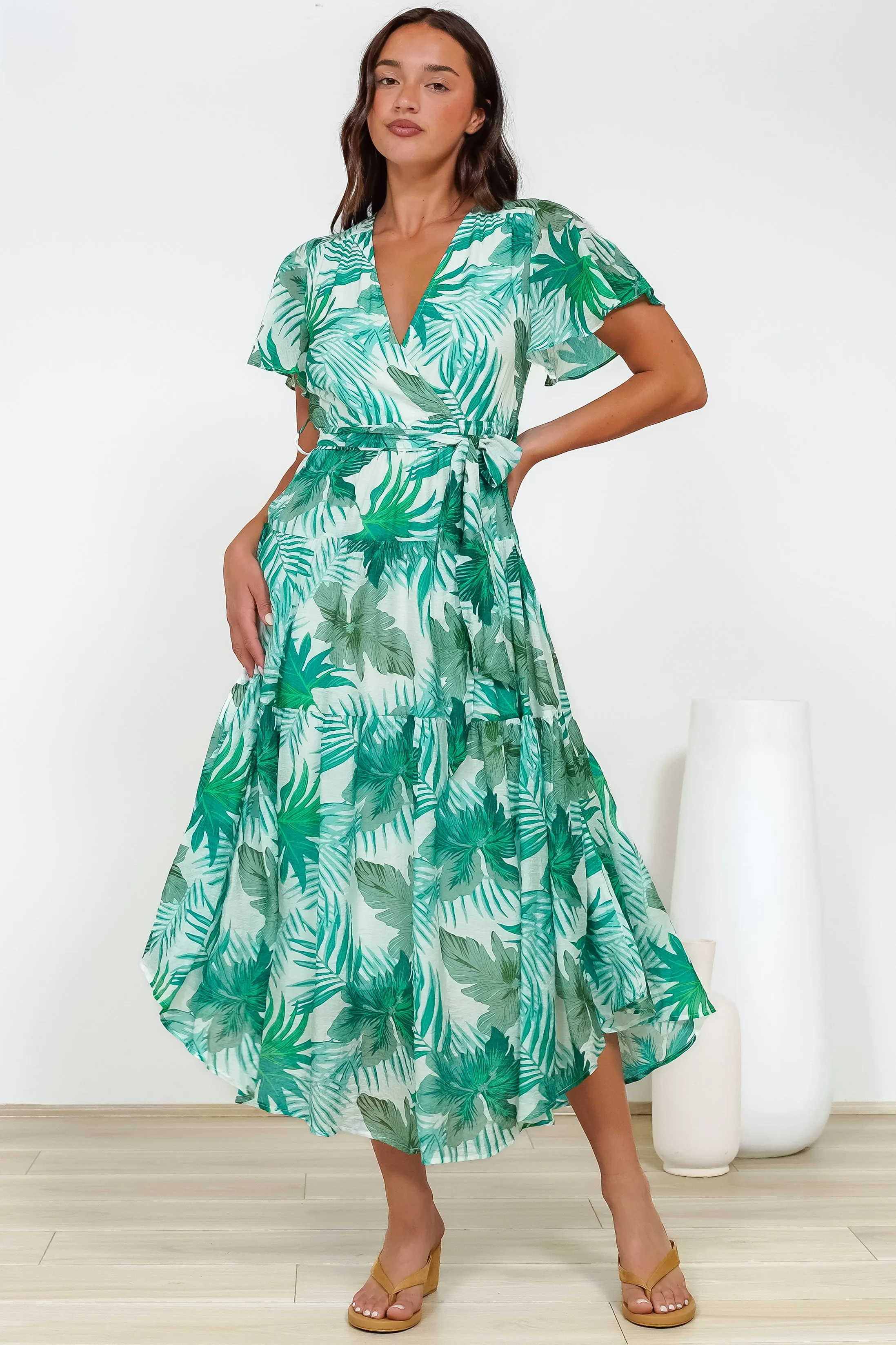 Delton Midi Dress in Rianne Print Green sold by Salty Crush product image thumbnail 5