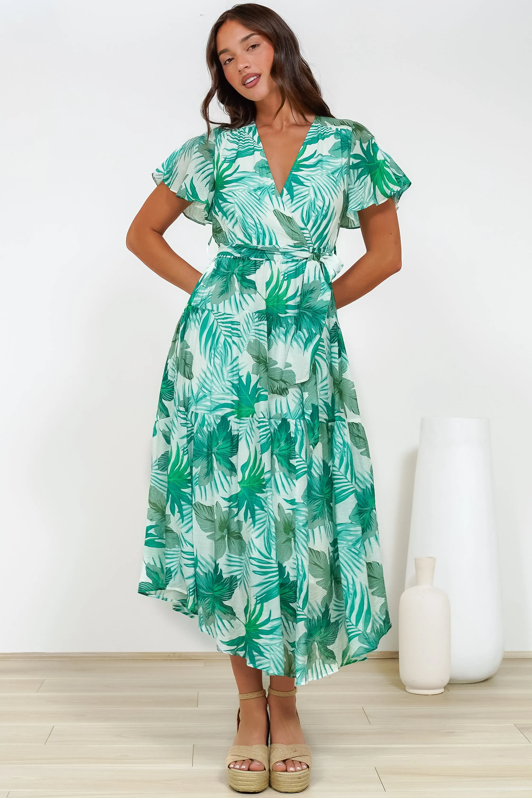 Delton Midi Dress in Rianne Print Green sold by Salty Crush product image thumbnail 3