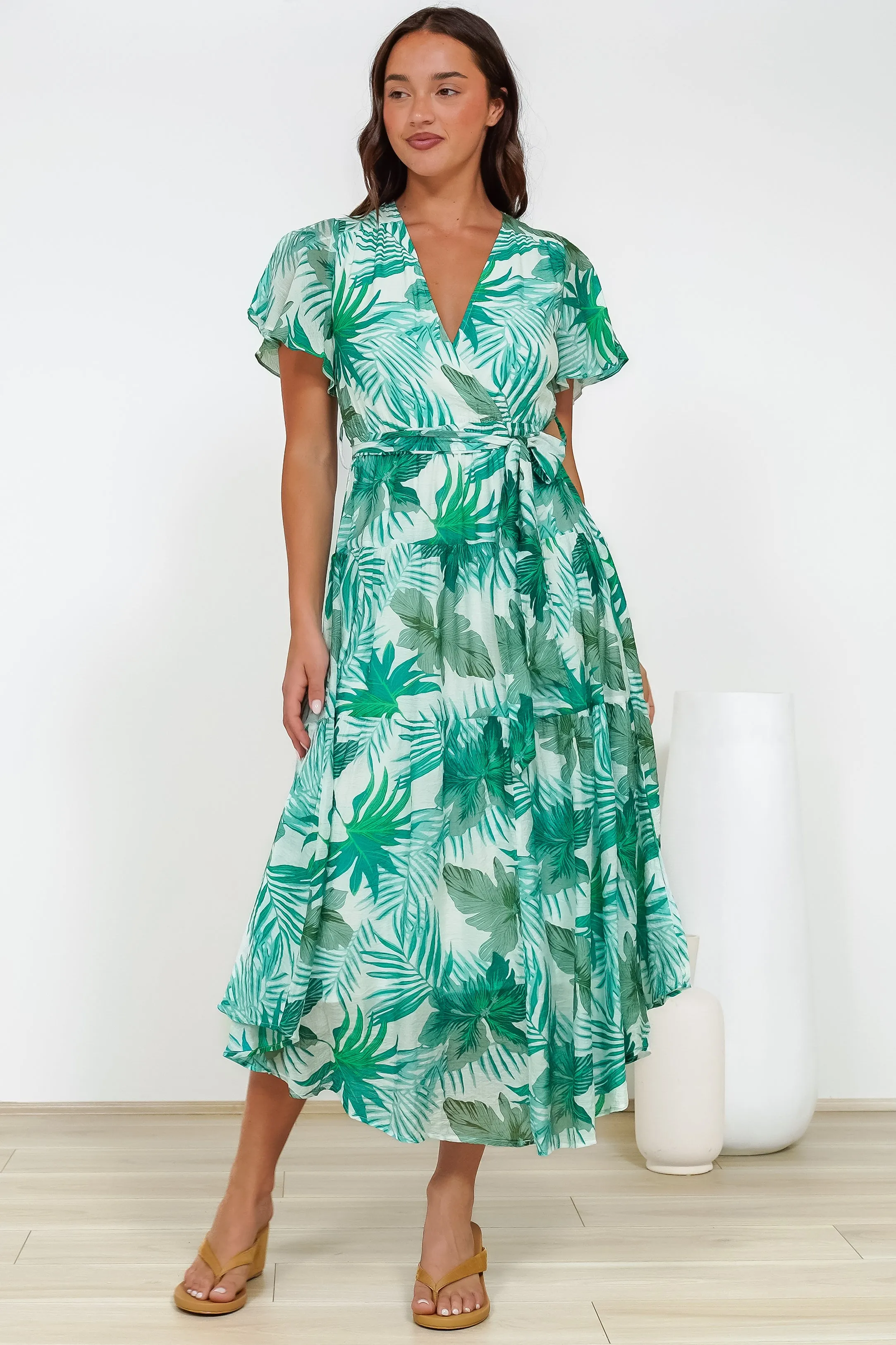 Delton Midi Dress in Rianne Print Green sold by Salty Crush product image thumbnail 4