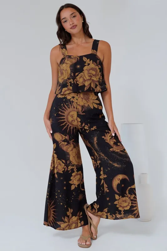 True Jumpsuit - Square Neckline Overall Jumpsuit in Goldie Print sold by Salty Crush
