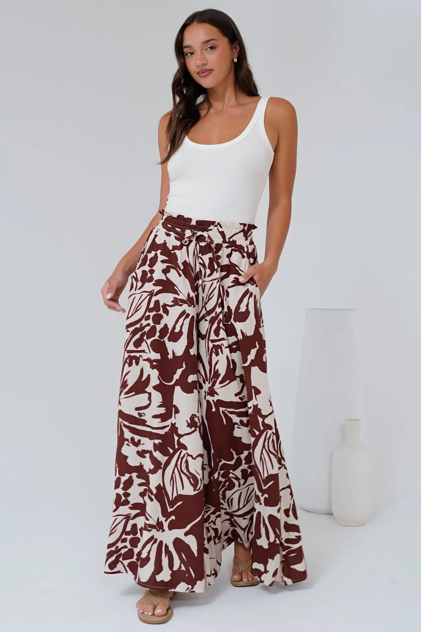 Charli Pants - Paper Bag High Waisted Wide Leg Pants in Mondo Print sold by Salty Crush product image thumbnail 2