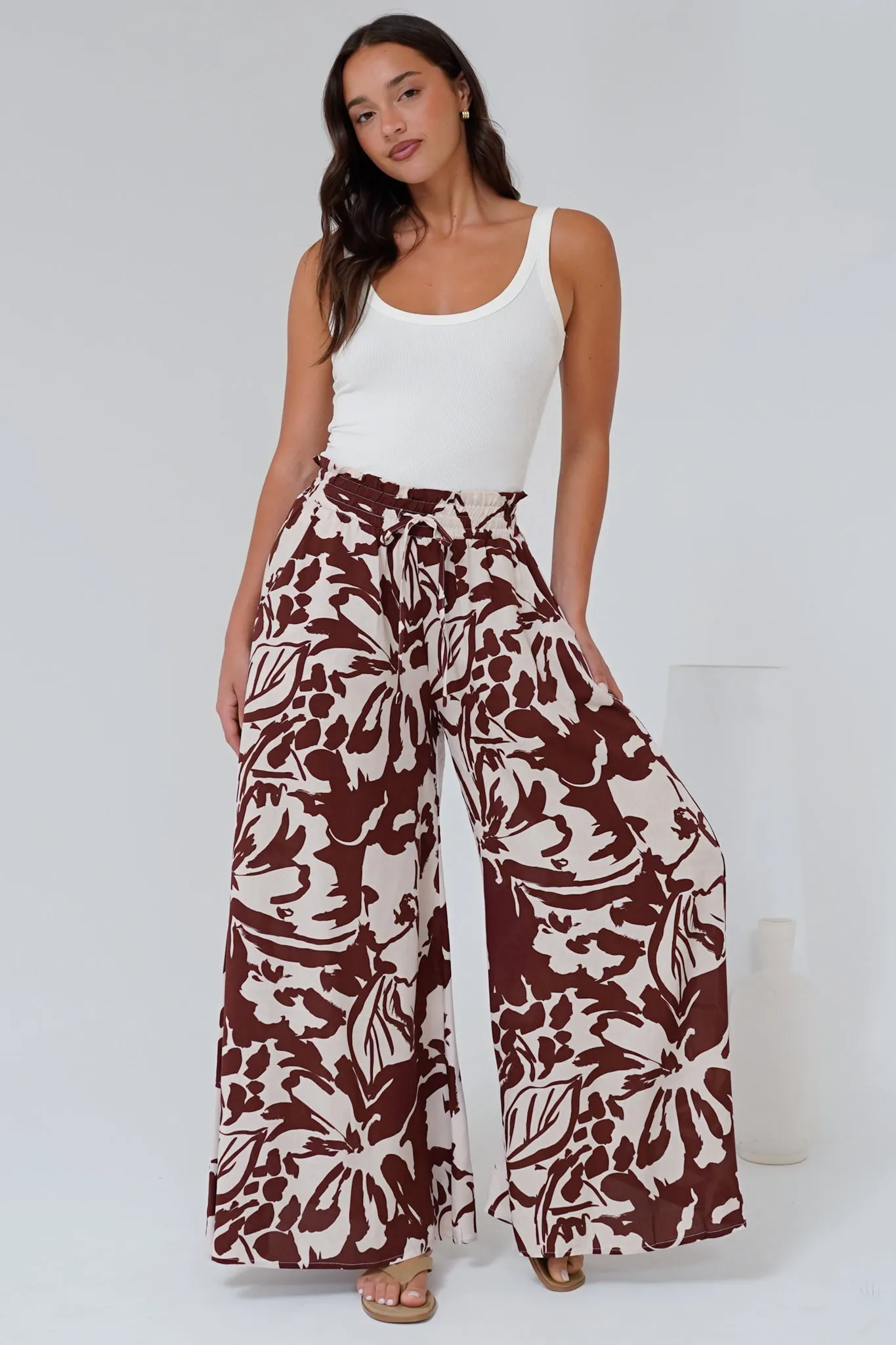 Charli Pants - Paper Bag High Waisted Wide Leg Pants in Mondo Print sold by Salty Crush product image thumbnail 3