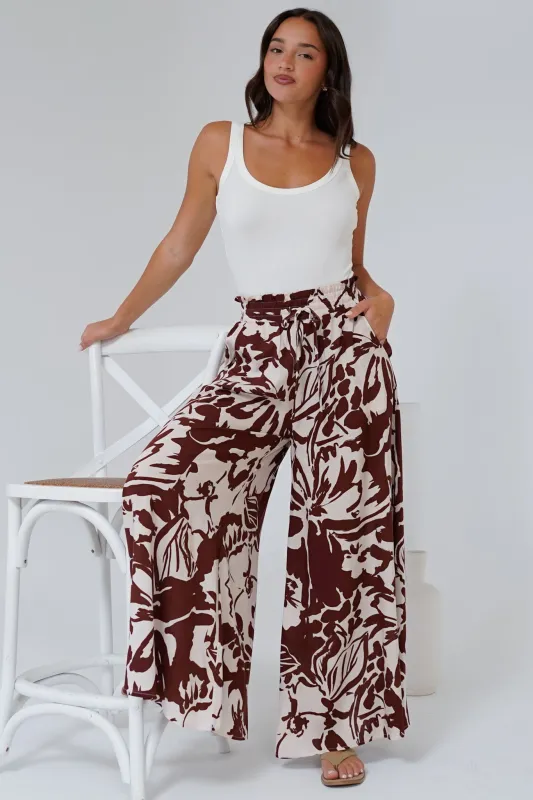 Charli Pants - Paper Bag High Waisted Wide Leg Pants in Mondo Print sold by Salty Crush
