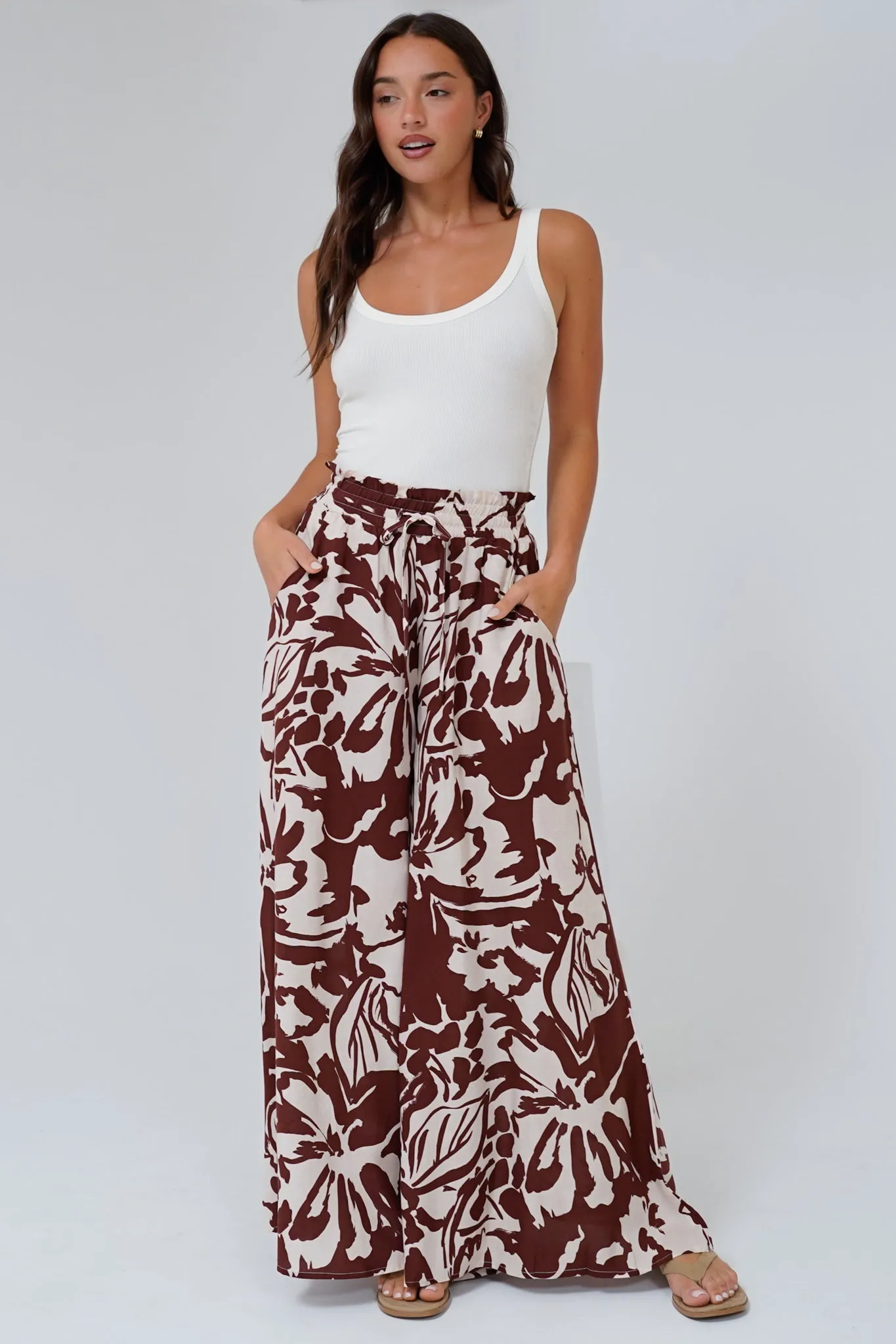 Charli Pants - Paper Bag High Waisted Wide Leg Pants in Mondo Print sold by Salty Crush product image thumbnail 4