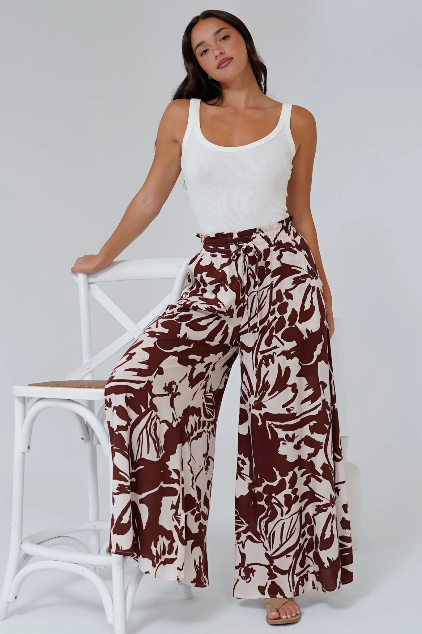 Charli Pants - Paper Bag High Waisted Wide Leg Pants in Mondo Print sold by Salty Crush product image thumbnail 5