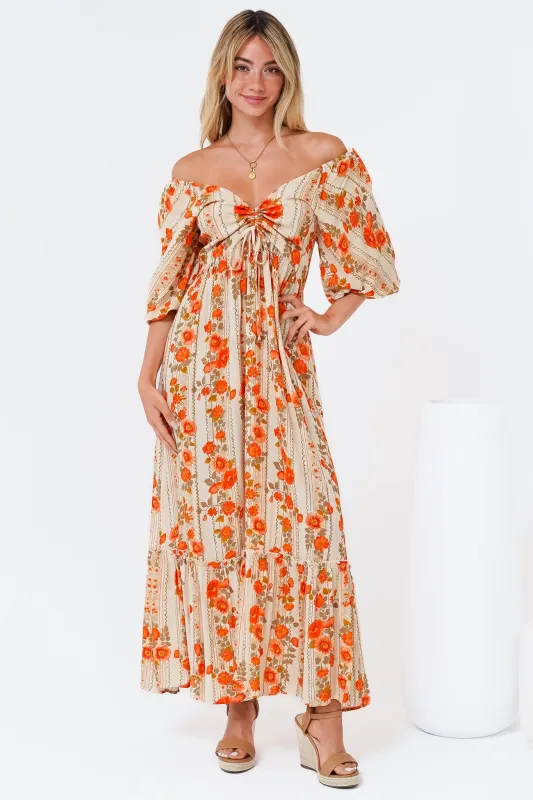 Yanna Maxi Dress - On or Off Shoulder A Line Dress with Elasticated Back in Vondrosa Print sold by Salty Crush