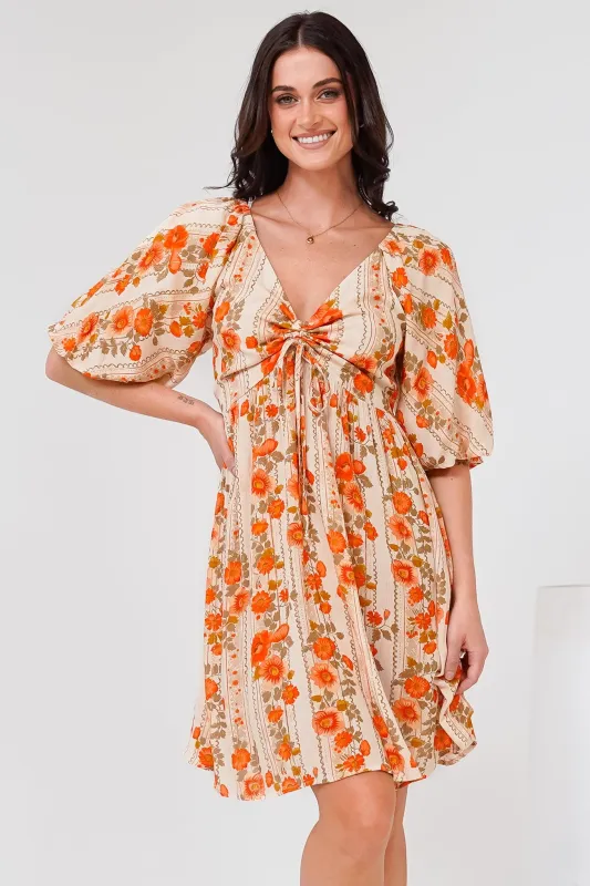 Yanna Mini Dress - On or Off Shoulder A Line Dress with Elasticated Back in Vondrosa Print sold by Salty Crush