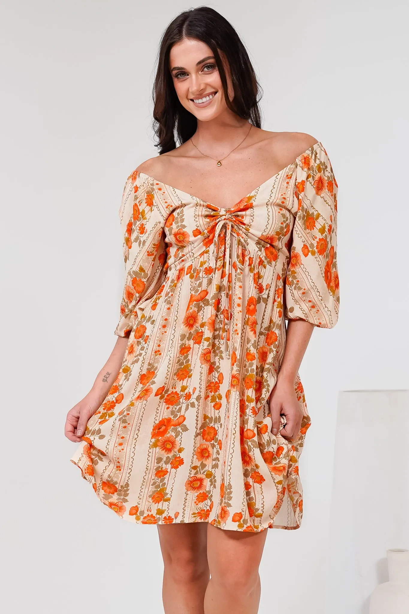 Yanna Mini Dress - On or Off Shoulder A Line Dress with Elasticated Back in Vondrosa Print sold by Salty Crush product image thumbnail 2