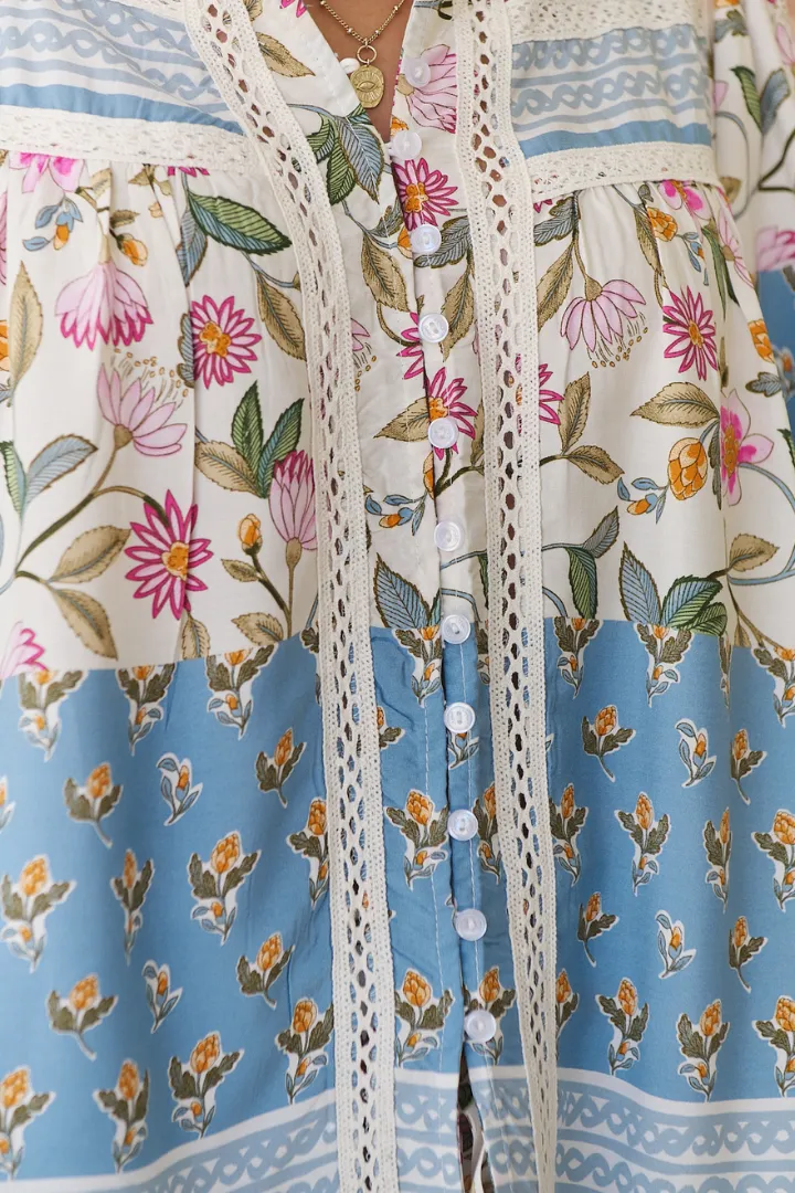 Bee Blouse - Lace Decal Button Down Long Sleeve Blouse in Pixie Petals Print sold by Salty Crush product image thumbnail 5