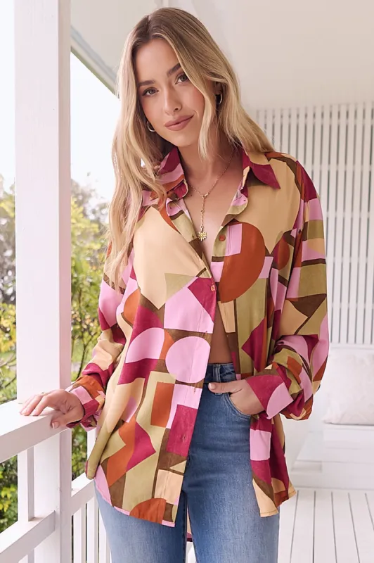 JAASE - Stevie Shirt: High-Low Button Down Shirt in Freya Print sold by Salty Crush