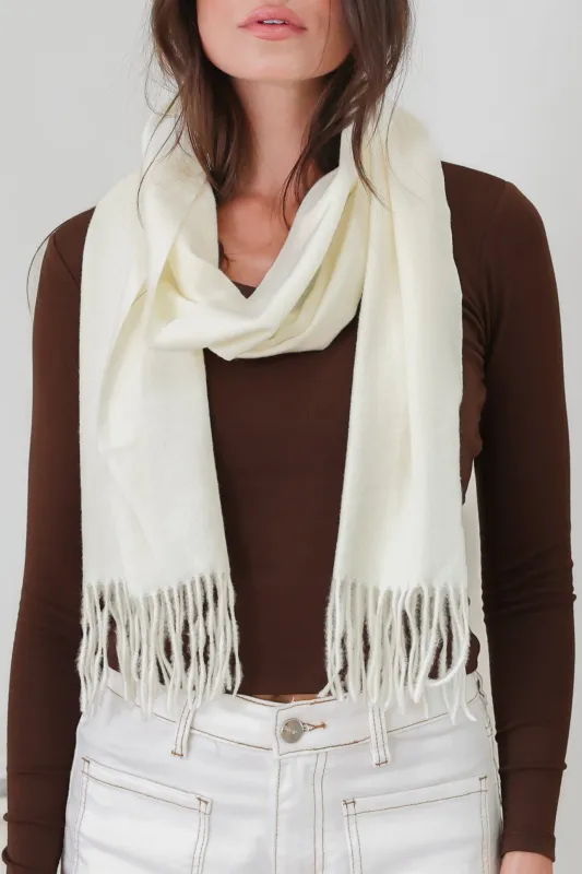 Jacory Scarf - Soft Cozy Wrap Scarf with Tassel Detail in Cream made by Salty Crush