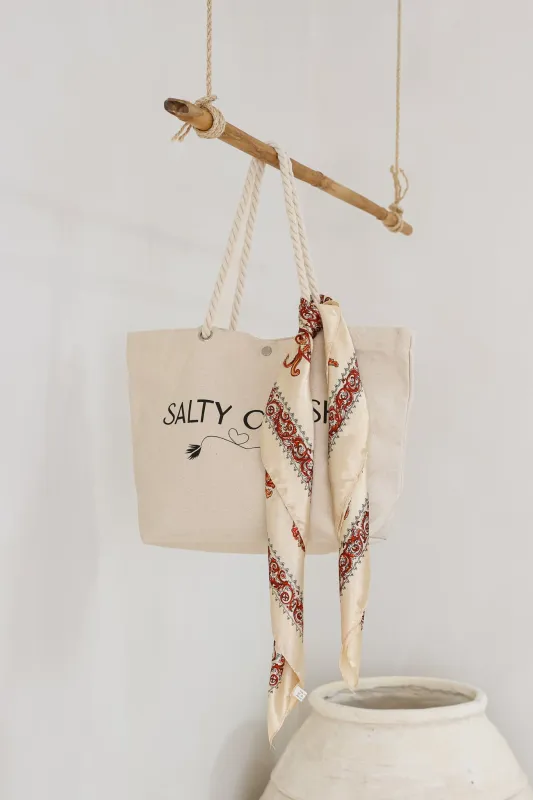 Rayne Scarf - Fan Print Beige made by Salty Crush