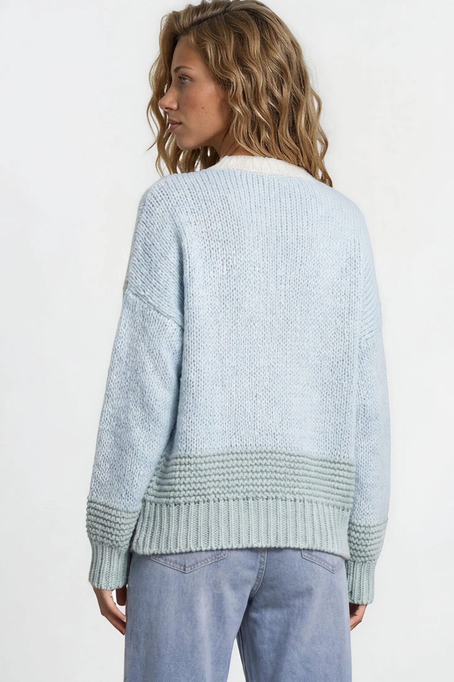 Rosie Cardigan - Cropped Colour Block Cardigan in Blue/Green sold by Salty Crush product image thumbnail 4