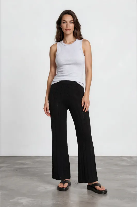 Ravio Knit Pants - High Waisted Cable Knit Flared Pants in Black made by Salty Crush