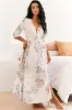 Indiana Maxi Dress - Lace Back Shirred Waist A Line Dress with Handkerchief Hemline in Blooming Bouquet Print sold by Salty Crush