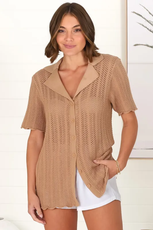 Bondi Knitted Top - Caramel sold by Salty Crush