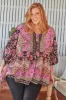 JAASE - Chloe Top: Very Oversized Crochet Trim Neckline Smock Top in Cherry Blossom Print sold by Salty Crush