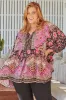 JAASE - Chloe Top: Very Oversized Crochet Trim Neckline Smock Top in Cherry Blossom Print sold by Salty Crush