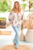 Palas Top - V Neck Slouch Blouse with Criss Cross Bust Tie In Gemstone Print sold by Salty Crush