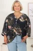 Palas Top in the Indigo Print: V Neck Slouch Blouse with Criss Cross Bust Tie sold by Salty Crush