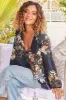 Palas Top in the Indigo Print: V Neck Slouch Blouse with Criss Cross Bust Tie sold by Salty Crush
