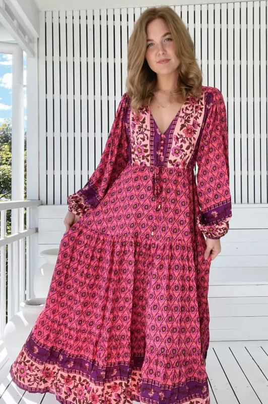 JAASE - Teresa Maxi Dress: A Line Dress with Long Balloon Sleeves in Jolene Print sold by Salty Crush
