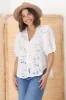 Clare Blouse - Hollow Out Embroidered Button Down Blouse in White sold by Salty Crush