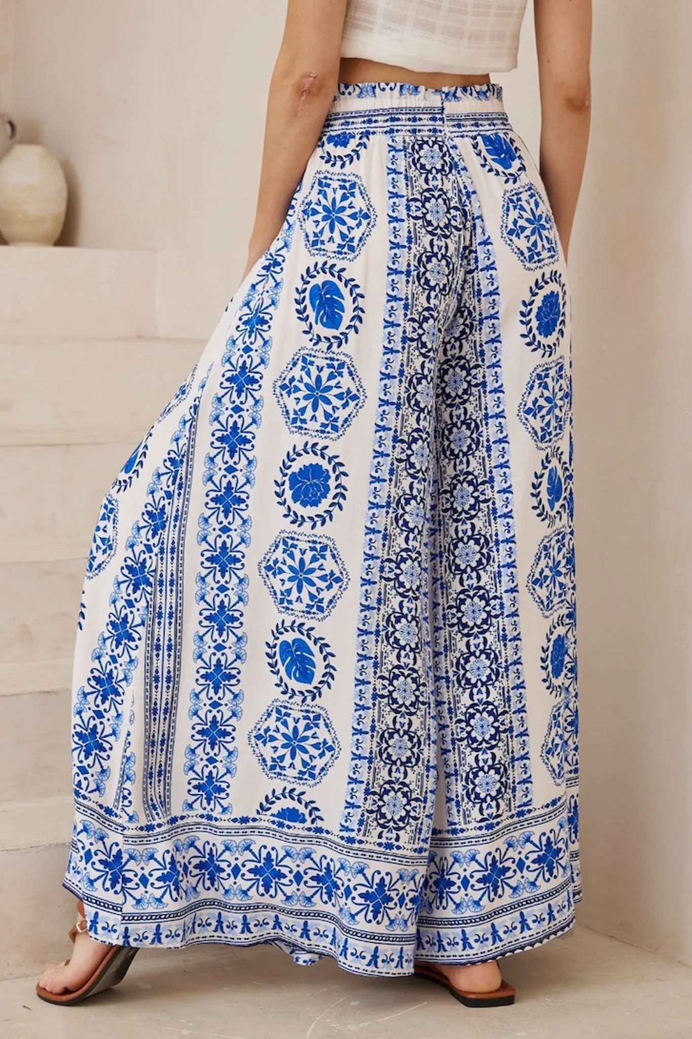 Charli Pants - Paper Bag High Waisted Wide Leg Pants in Kahula Print sold by Salty Crush product image thumbnail 5