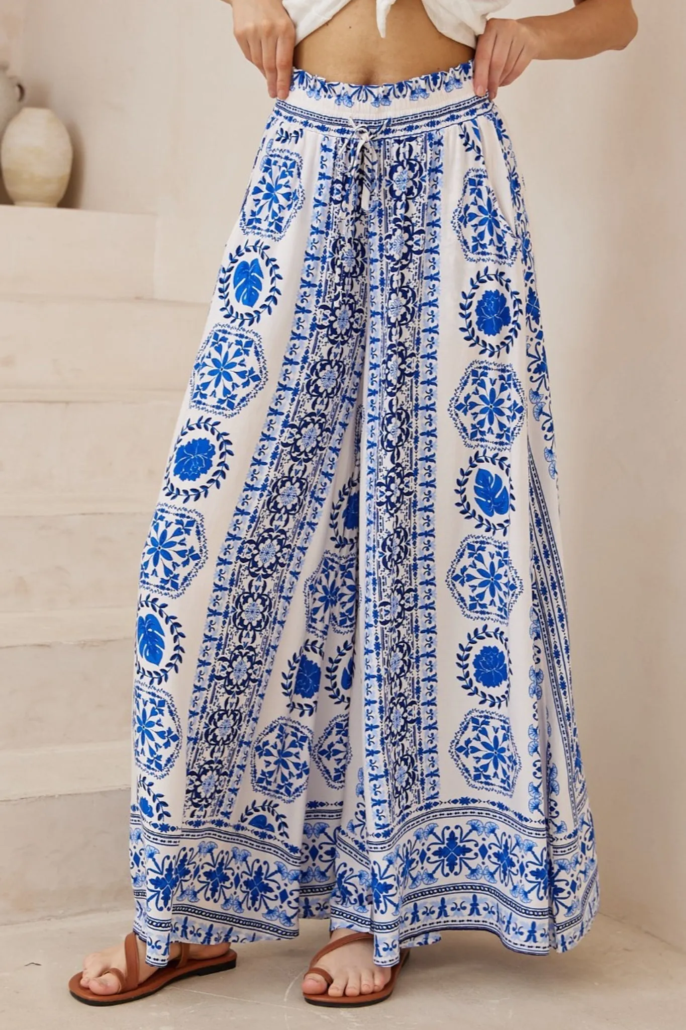 Charli Pants - Paper Bag High Waisted Wide Leg Pants in Kahula Print sold by Salty Crush product image thumbnail 3