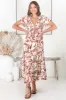 Amaya Midi Dress - Shirred Cap Sleeve A Line Dress in Charis Print Rust sold by Salty Crush